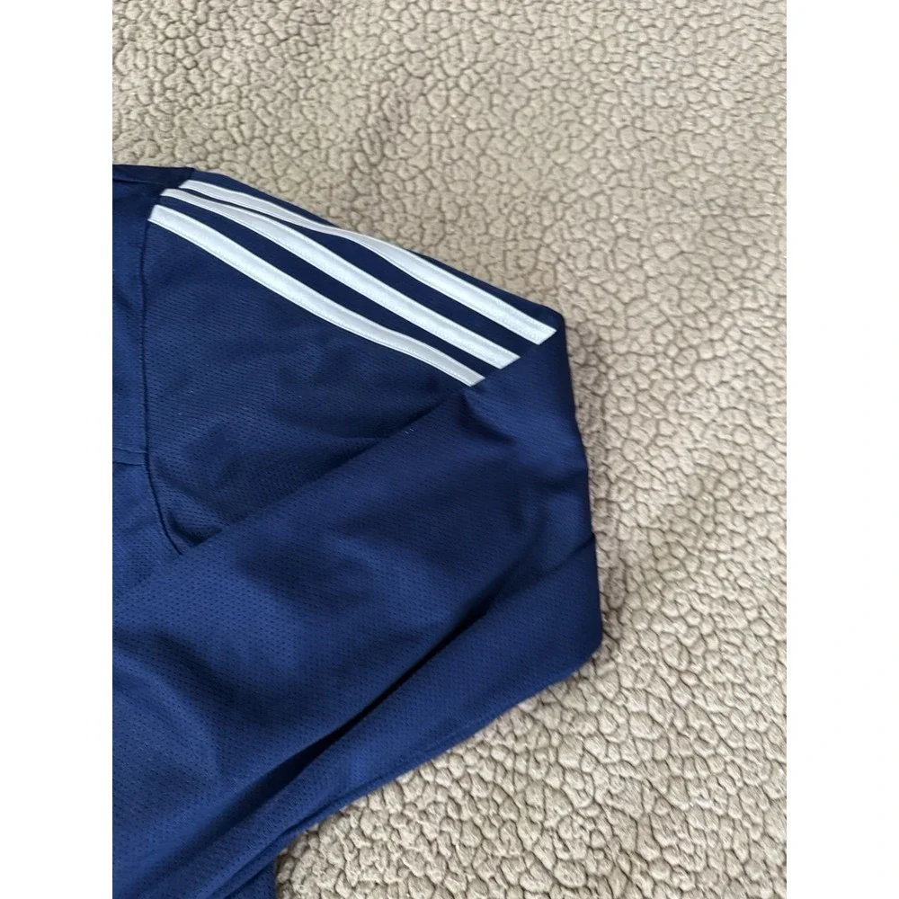 Adidas Mens Navy Blue Three Stripe Full Zip Mesh Track Jacket Mock Neck XL